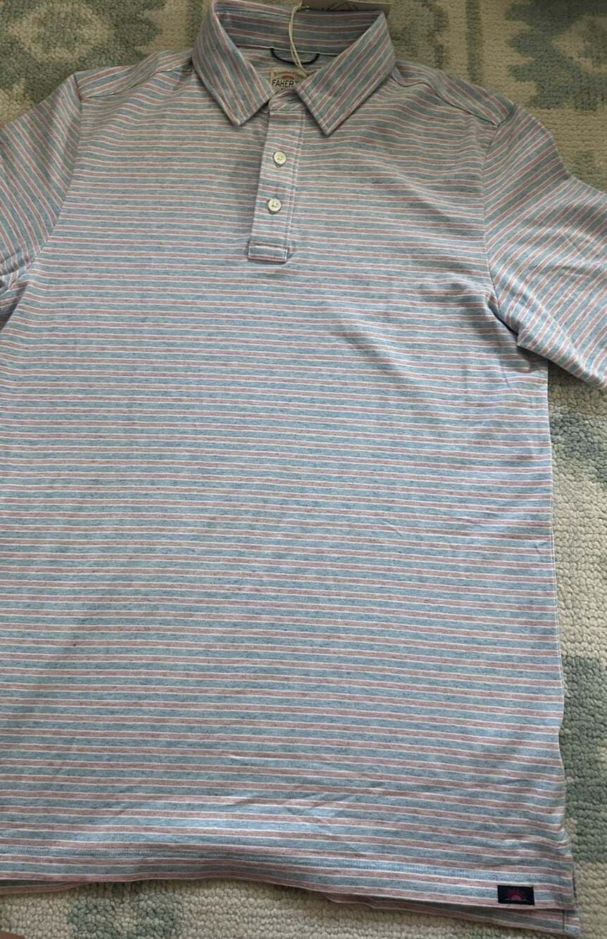 Sz S - Faherty Brand The Movement Collection Short Sleeve Polo in Horizon Line S
